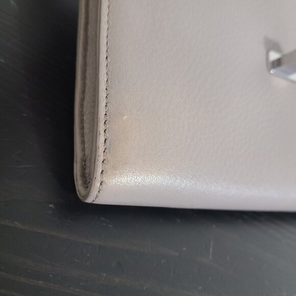 Tory Burch Flap Crossbody Gray Leather Chain Link Strap - Picture 10 of 11